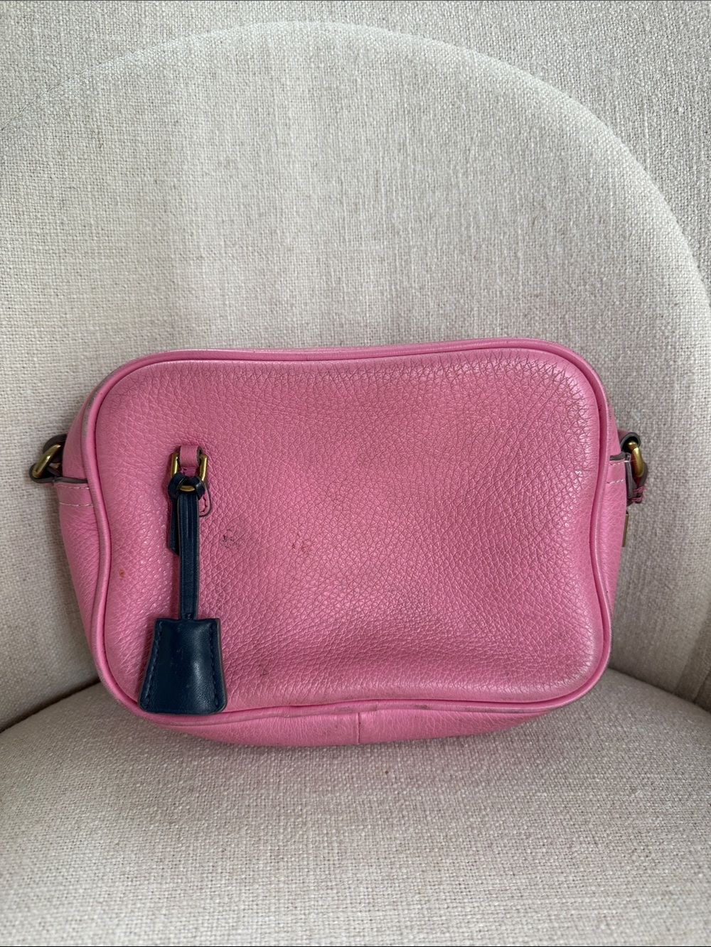 J. Crew Pink Leather Crossbody with Navy Tassel